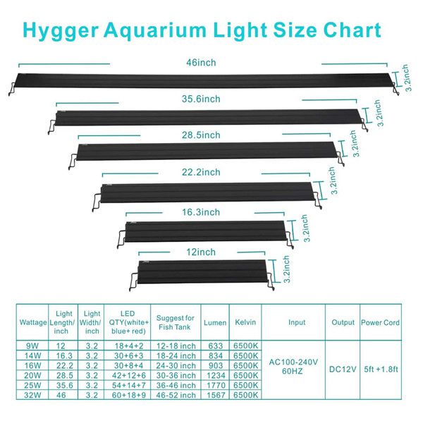 Hygger Full Spectrum White Blue Red LED Aquarium Light