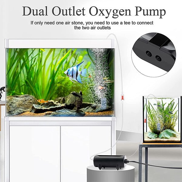 AQQA Dual Outlet Oxygen Aquarium Air Pump
