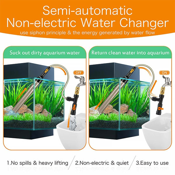 Hygger Bucket-Free Aquarium Water Change Kit with Metal Faucet Connector