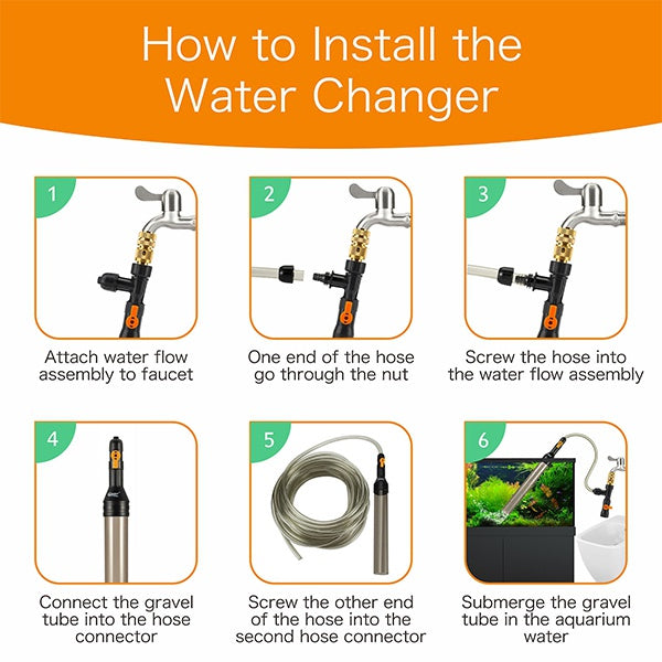 Hygger Bucket-Free Aquarium Water Change Kit with Metal Faucet Connector