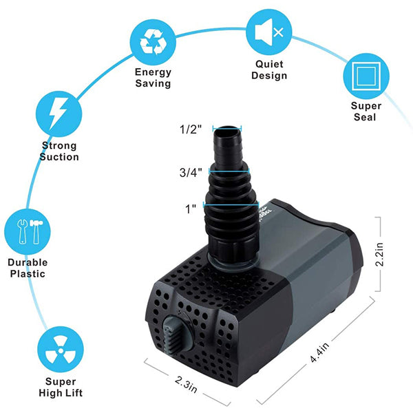 Hygger 10W Outdoor Fountain Submersible Water Pump