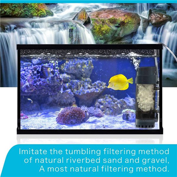 AQQA Aquarium Fluid Bed Filter with Bio Media and Filter Sponge