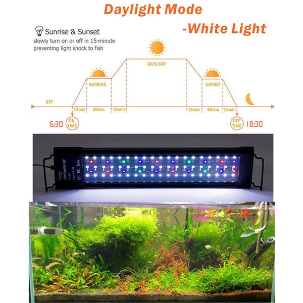 Hygger Auto On Off LED Aquarium Light with Extendable Brackets