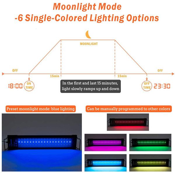 Hygger Auto On Off LED Aquarium Light with Extendable Brackets