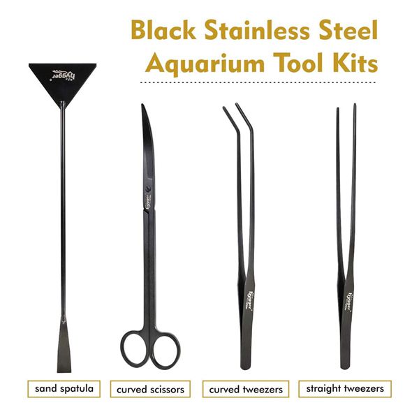 Hygger Stainless Steel Aquarium Tools - Aquatic Plant Tweezers, Scissors, and Spatula Kit