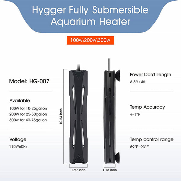 Hygger 007 Newly Quartz Submersible Aquarium Heater